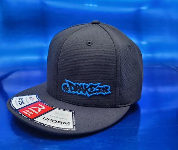 Blue/Black Flexfit (Flat) Bill Hat – The Drake Racing