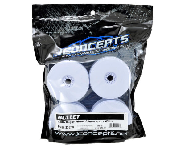 Bullet - White 1/8th Buggy Wheel - 83mm - 4pc